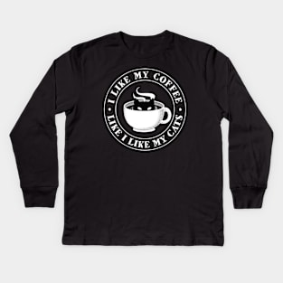 Black Coffee & Black Cats Kids Long Sleeve T-Shirt